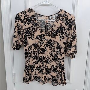 Topshop Black and Cream Floral Blouse